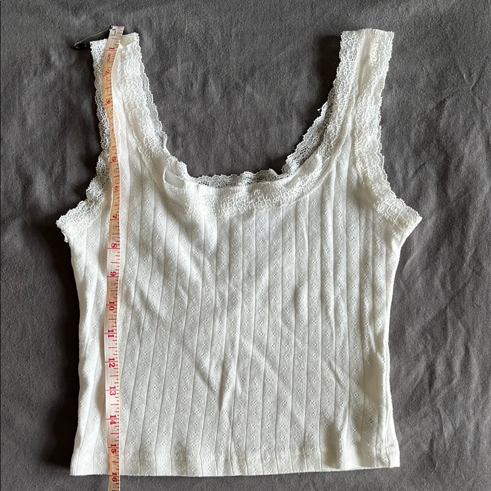 White Lace Trimmed Women's Top